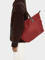 Bolso Shopper Liso De Nylon rojo