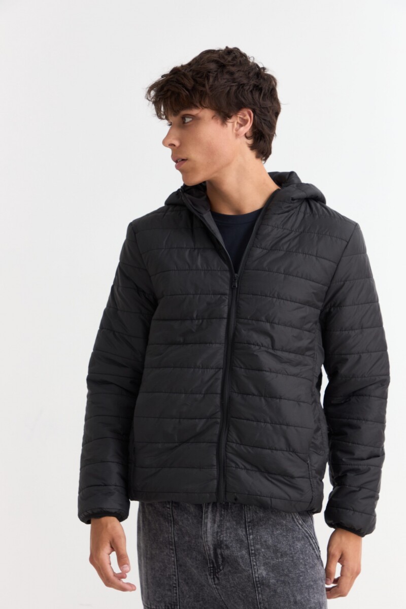 Campera puffer básica NEGRO
