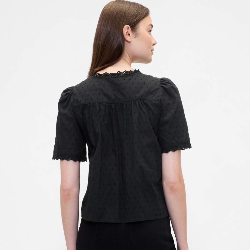 V-SS VNK RUFFLE LACE TOP BLACK 22