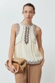 Blusa boho con bordados beige