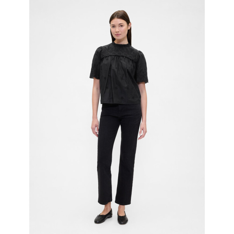 V-SS EYELET SCALLOP TOP BLACK 22