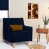 Butaca Sillon Poltrona Durham Tejido Patas Madera AZUL