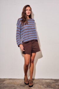Sweater Rayado Texturado Azul