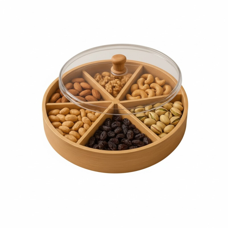 Copetinero Redondo de Bambu y Tapa de Acrílico Copetinero Redondo de Bambu y Tapa de Acrílico