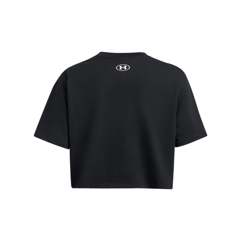 UA W BOXY CROP LOGO SS-ORG BLK-001