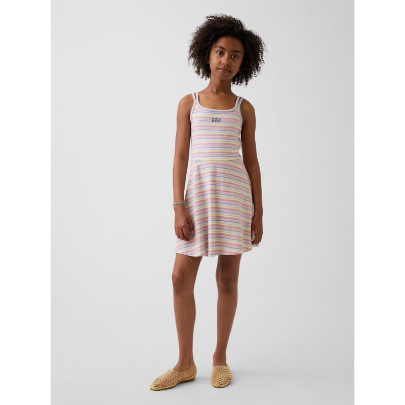 FRCH LOGO TANK DRESS MULTI STRIPE