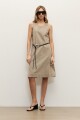 Vestido lino con botones chocolate melange