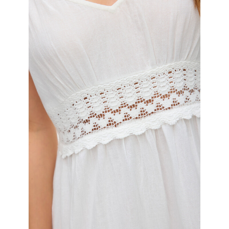 VMQUINCY SL LONG DRESS WVN GA SNOW WHITE
