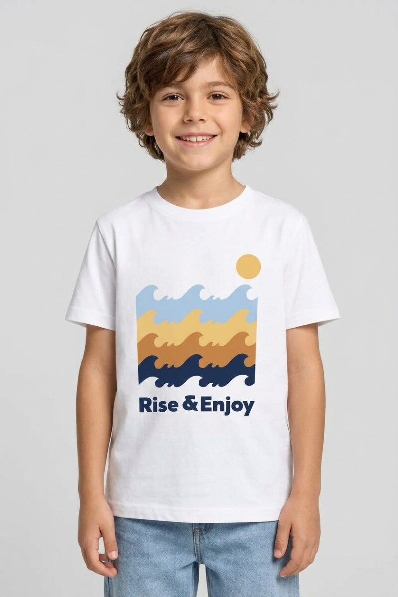 Remera m/c estampada Rise & Enjoy BLANCO