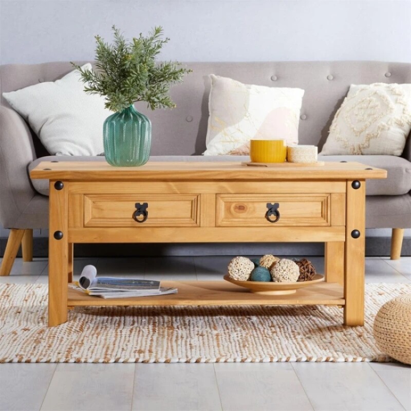 Mesa De Living 2 Cajones Natural Herli Mesa De Living 2 Cajones Natural Herli
