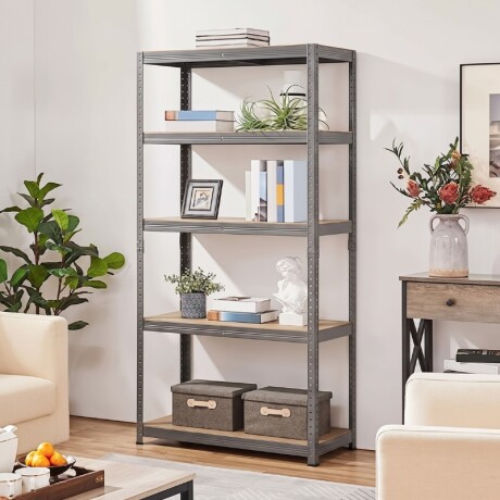 Estanteria Metalica con Estantes en MDF Estantería Metálica Con Estantes en MDF 180x90x40 cm Gris