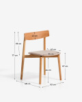 Silla Evera de chapa de roble con acabado en tono natural y chenilla beige Silla Evera de chapa de roble con acabado en tono natural y chenilla beige