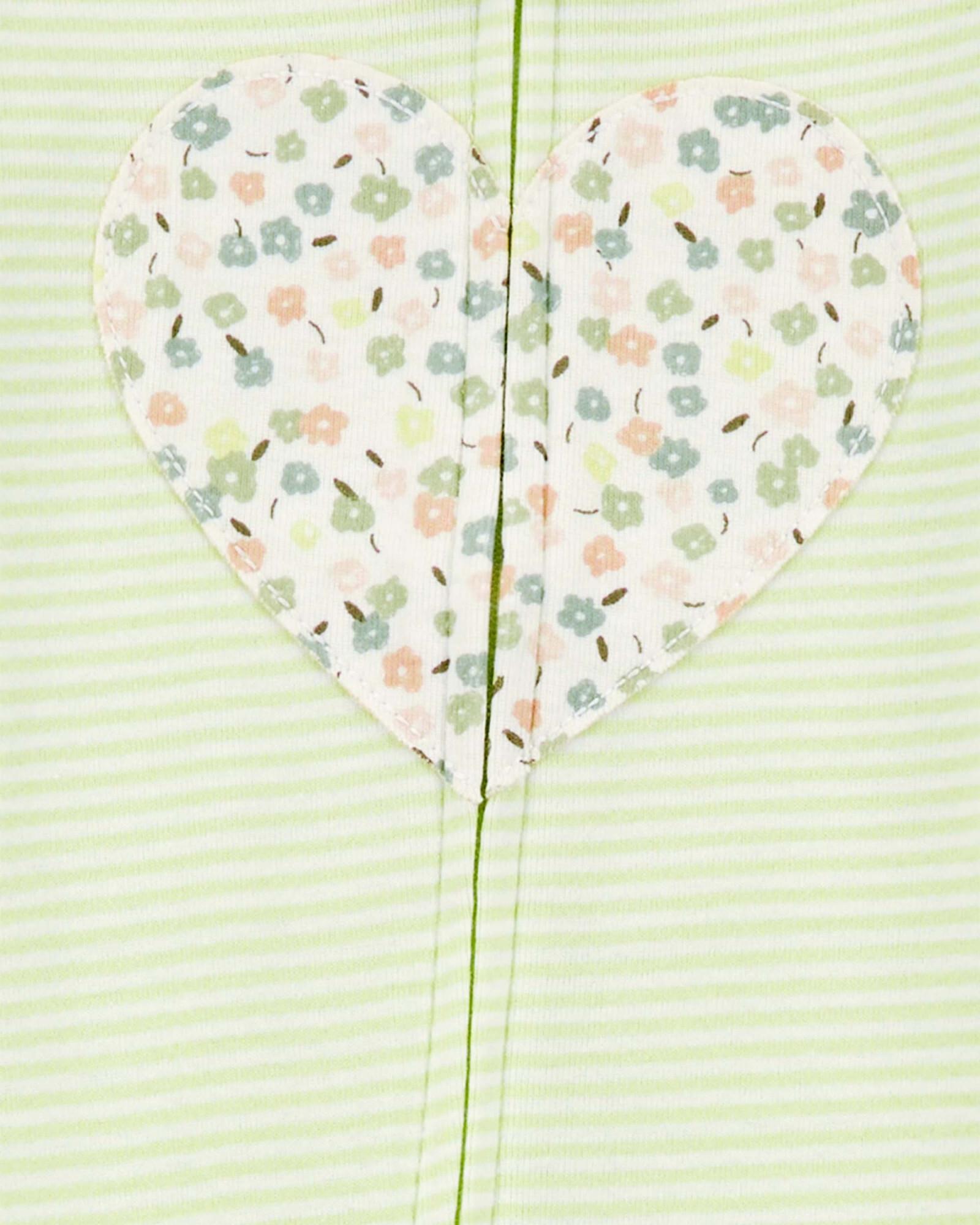 Pijama una pieza de algodón con pie estampa corazón Sin color