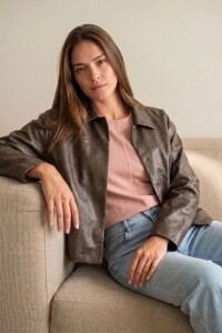 Campera Cuero Vegano Chocolate