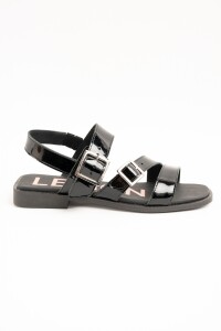 Sandalias De Doble Hebilla Negro