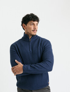 470587 SWEATER PUNTO MEDIO CIERRE HARRY Azul Oscuro