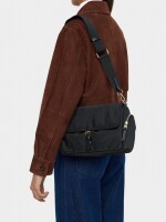 Bolso Bandolera De Nylon Con Solapa negro