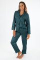 PIJAMA SATEN JAQUARD LEO AZUL PIEDRA