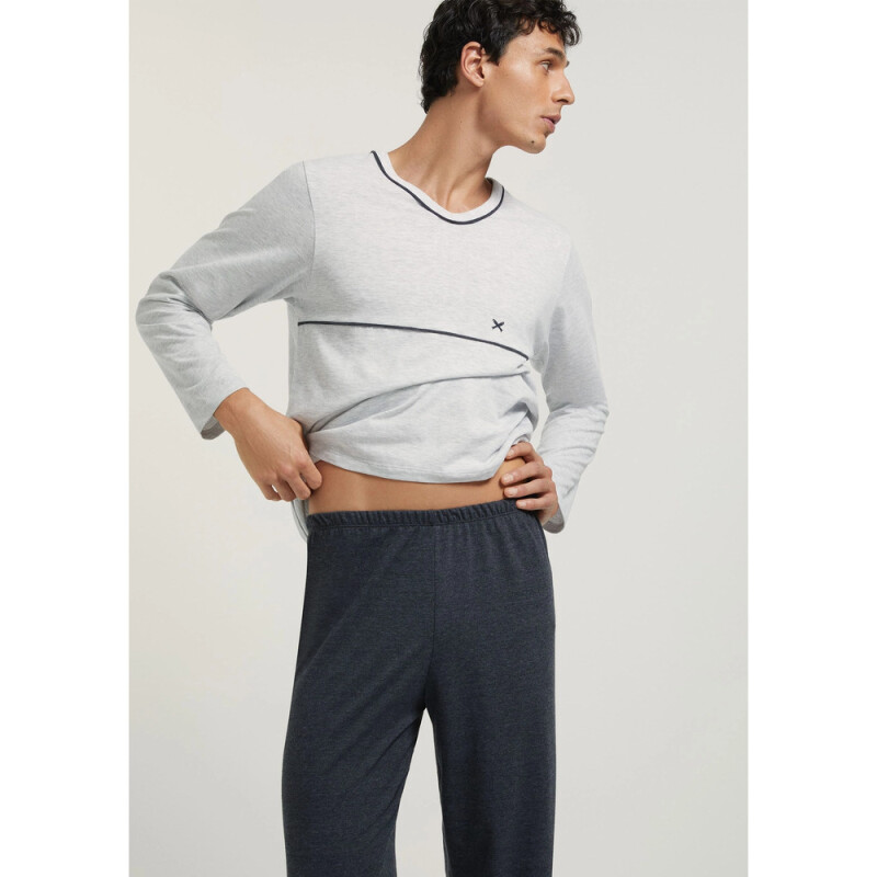 PIJAMA ML MASC CINZA