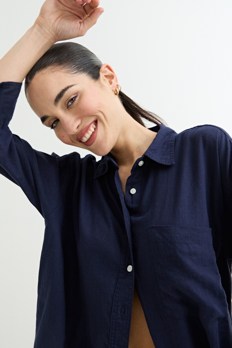 Camisa lisa rustica AZUL MARINO