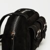 Cartera al hombro Indie en cuero gamuza Negro