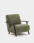 Butaca Meghan de chenilla verde y madera maciza de fresno con acabado wengué Butaca Meghan de chenilla verde y madera maciza de fresno con acabado wengué
