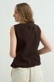 Top denim con botones al frente CHOCOLATE