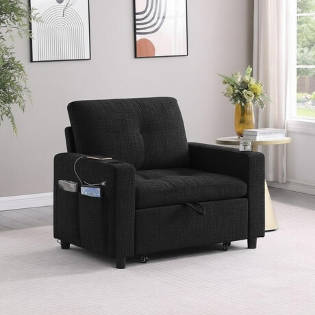 SOFÁ SILLÓN CAMA POLTRONA BUTACA RECLINABLE 1 LUGAR NEGRO