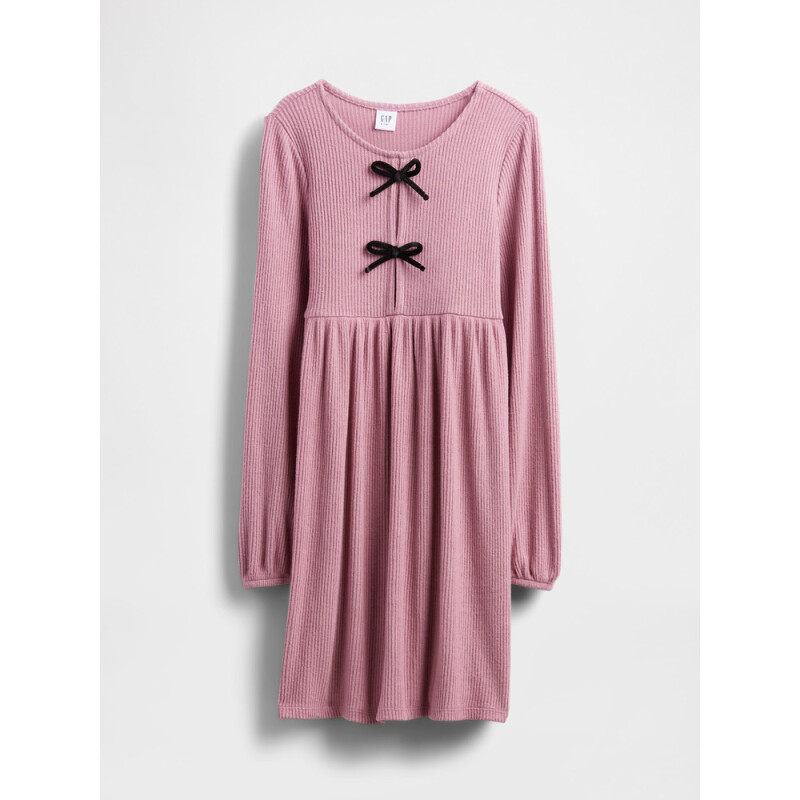 LS SNIT BOW FRONT DRS WISPY MAUVE WASH