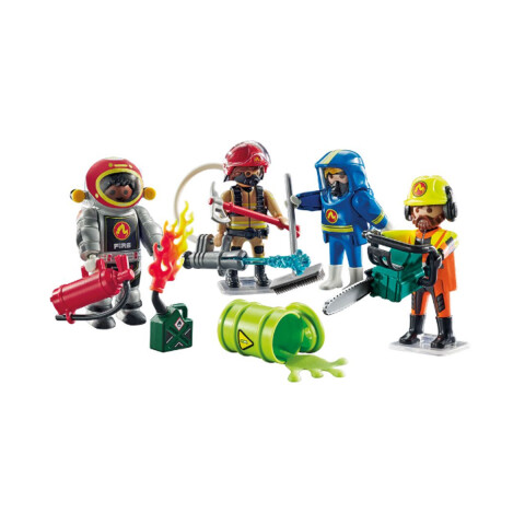 Set de Cuatros Bomberos Rescatistas Playmobil 70 Piezas U