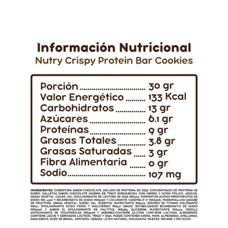 Barra de proteina 30g x12 Nutry Cookies