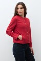 Chaqueta simil gamuza con botones metálicos rojo