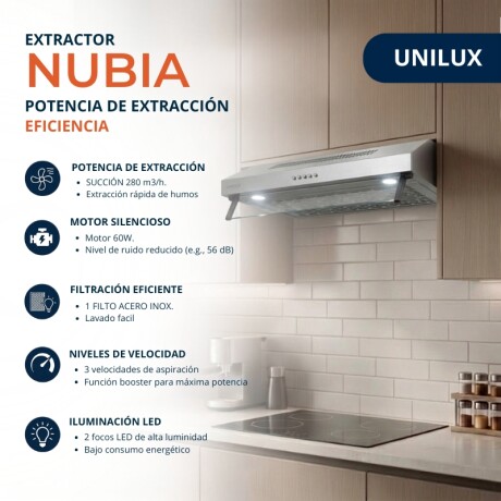 Extractor Purificador Nubia 60 cm Extractor Purificador Nubia 60CM de Acero Inoxidable