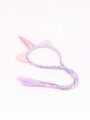VINCHA CON TRENZA UNICORNIO ROSADO