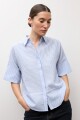 Camisa rayada manga corta celeste