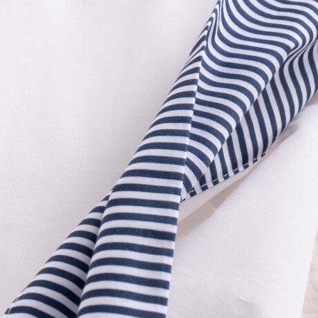 JUEGO DE SABANAS SUPER KING ALGODON AZUL STRIPE 200H MARINO