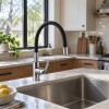 Grifería de Cocina Monocomando de mesada pico Flexible Negro Murdock Cromado Brillante Grifería De Cocina Monocomando De Mesada Pico Flexible Negro Murdock Cromado Brillante
