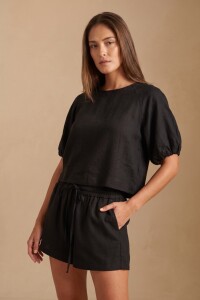Blusa Mangas Balloon Negro