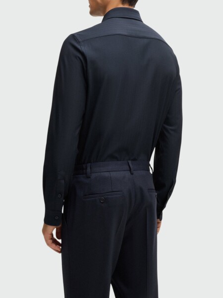 BOSS - Camisa en Algodón Azul Oscuro