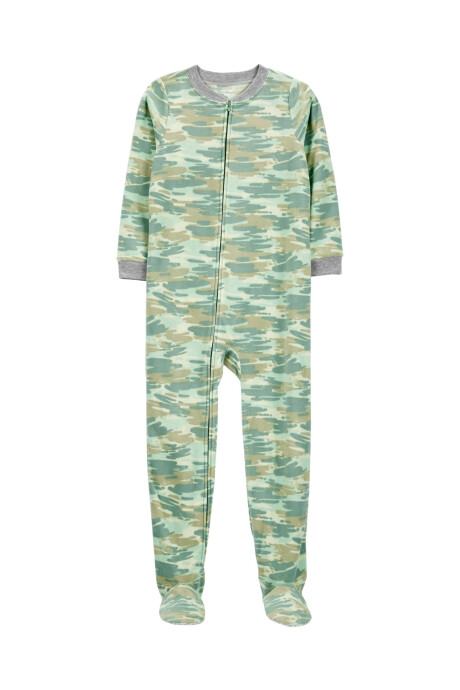Pijama una pieza de micropolar, con pie, diseño camuflado Sin color
