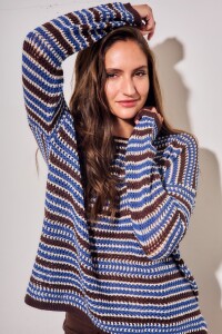 Sweater Rayado Texturado Azul