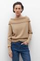 Sweater escote bardot beige