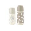 Set x2 biberones Suavinex 270ml + 360ml - Prints bear beige