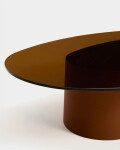Mesa de centro Olir de vidrio templado y acero marrón 140 x 80 cm Mesa de centro Olir de vidrio templado y acero marrón 140 x 80 cm