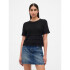 SS LINEN POINTELLE TOP BLACK