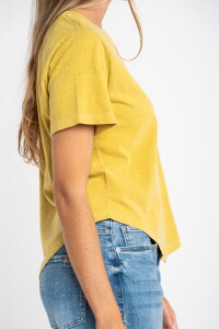 Remera Algodon Lavado Manga Corta Mostaza