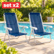 Set X 2 Sillas Reclinables 8 Pos. Alum. Sannet AZUL OSCURO