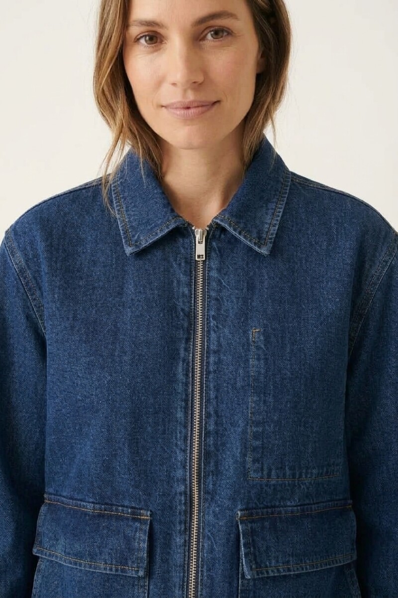 Campera denim con cierre JEAN OSCURO