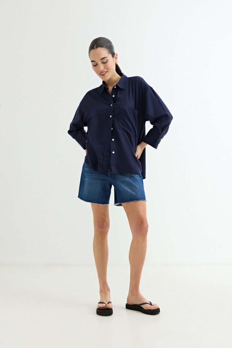 Camisa lisa rustica AZUL MARINO