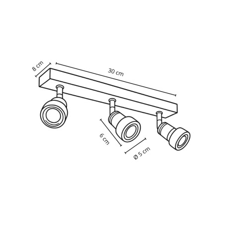 AASO Lámpara Niza Triple Orientable Negra